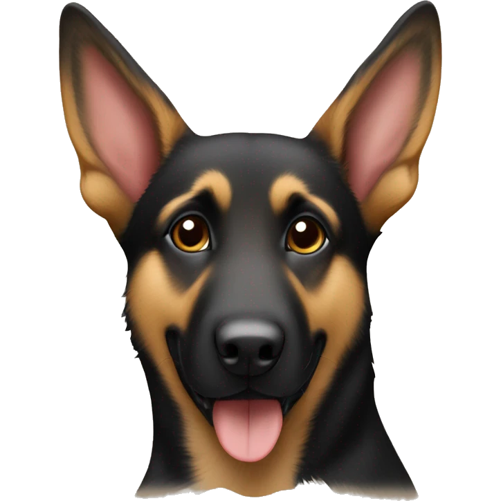 Black and tan German Shepard mix with one bent ear emoji