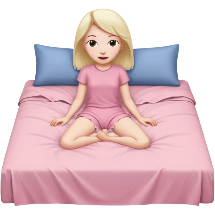 girl is lying down in bed and opening her legs wide emoji