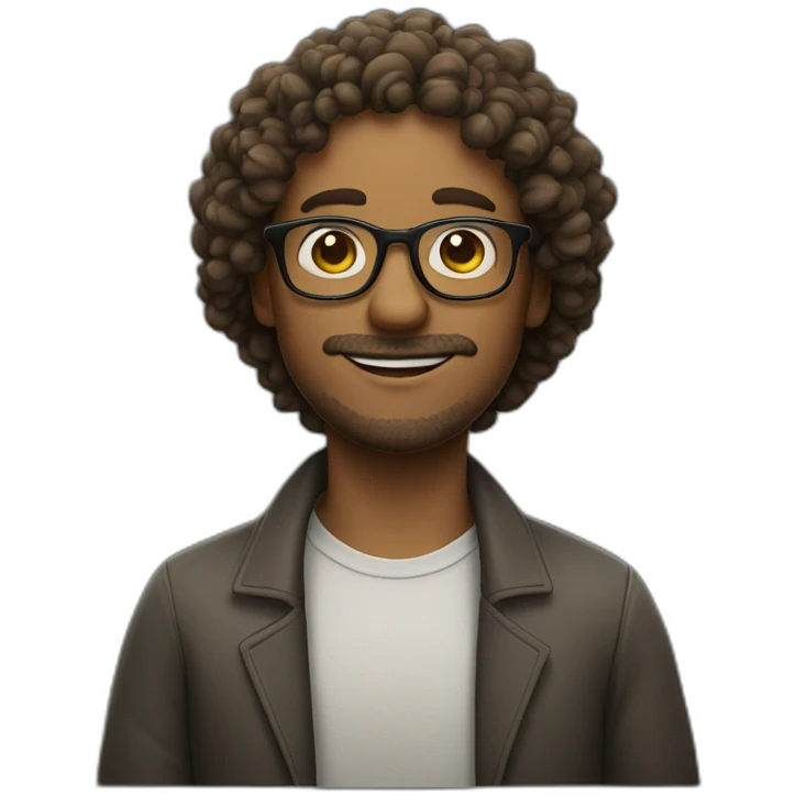 curly man in glasses emoji