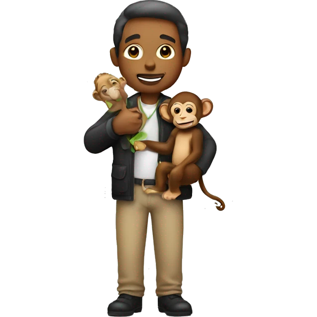 A man holding a monkey  emoji