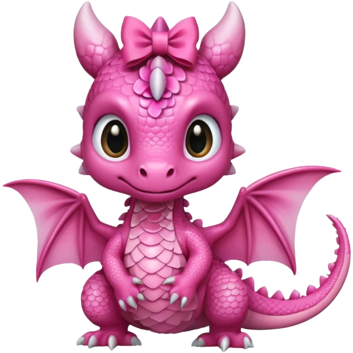 Pink baby dragon with bow emoji