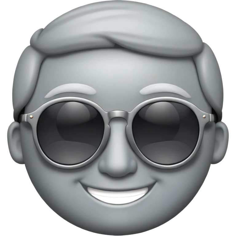 Round-headed cool smiling face wearing sunglasses, gray, retro, cool emoji