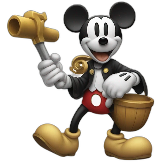 Mickey with a pew pew emoji