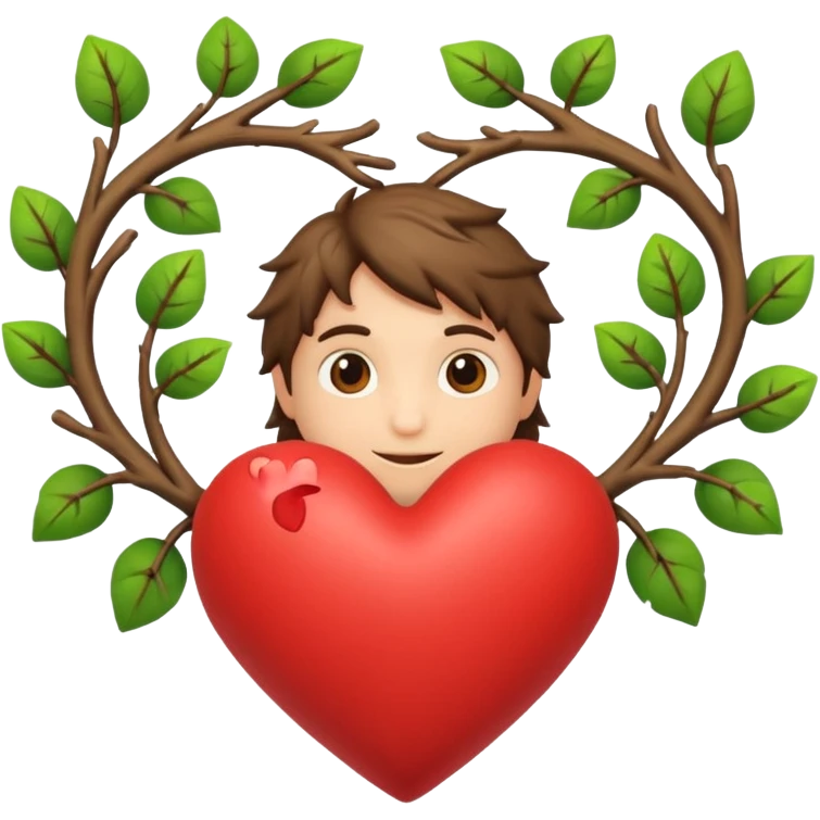 nature bard character heart sign with branches emoji