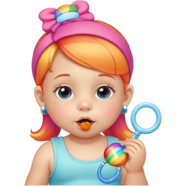 a rainbow skin baby girl with pacifier emoji