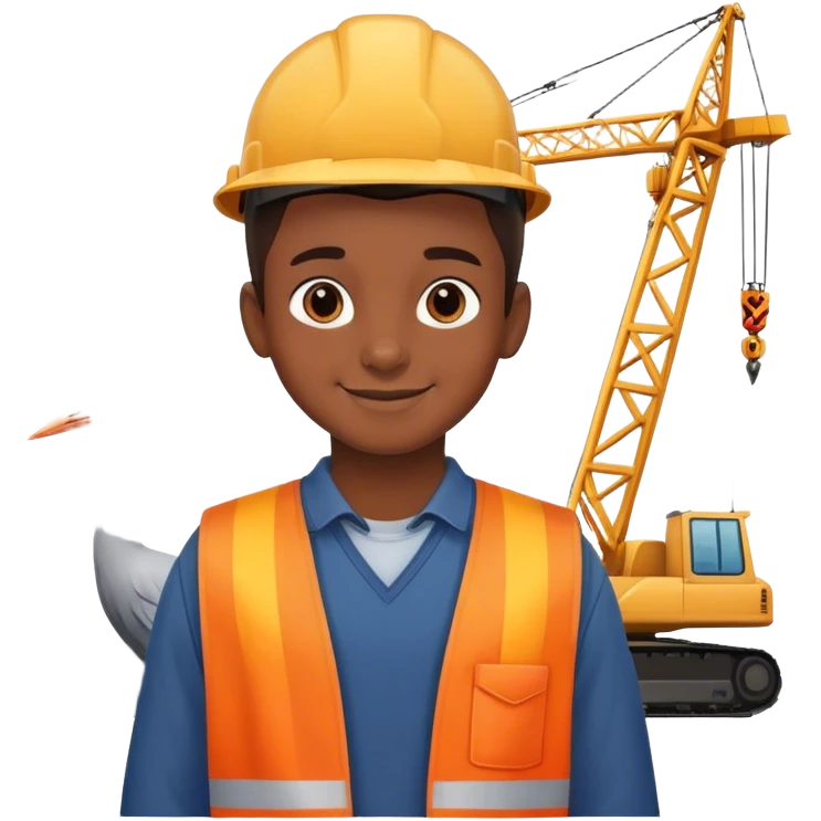 smiling boy with crane in the background emoji