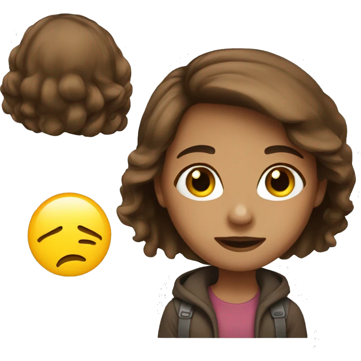 brown haired girl with ide emoji