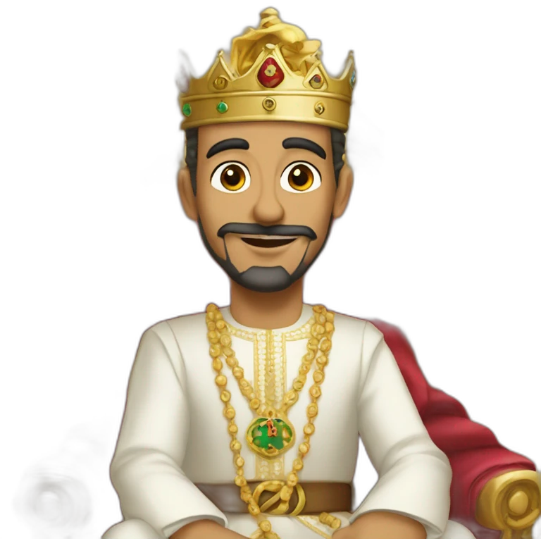 Mohammed 6 thé King of Morocco sitting on his trône emoji