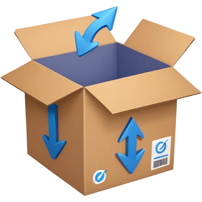 package box with arrows circling around it emoji