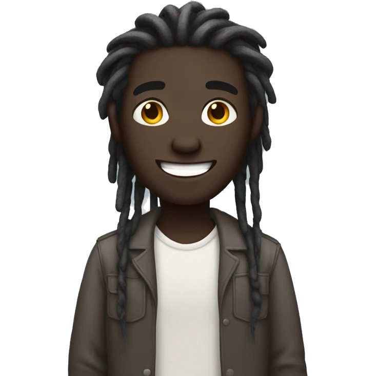Dark skin male white dreads smile emoji
