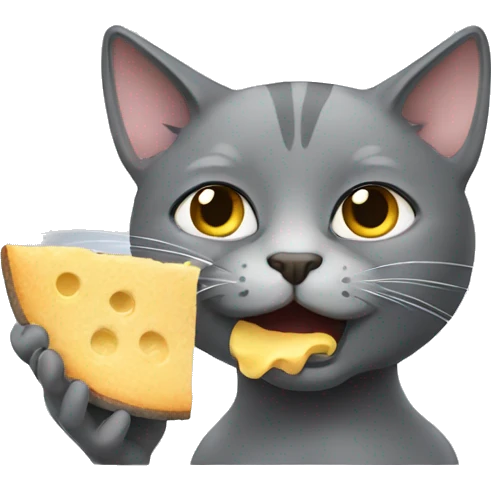 Gray cat eating  emoji