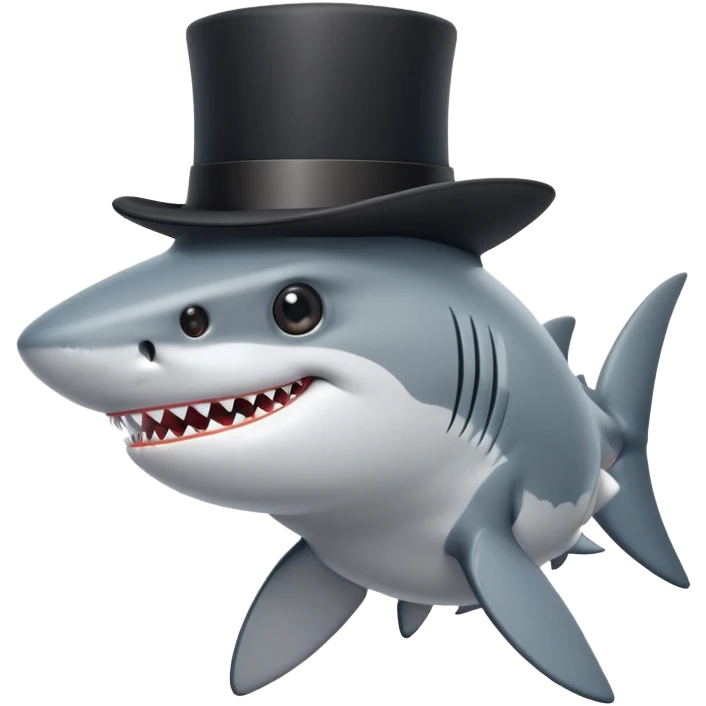 shark wearing a fancy black top hat emoji