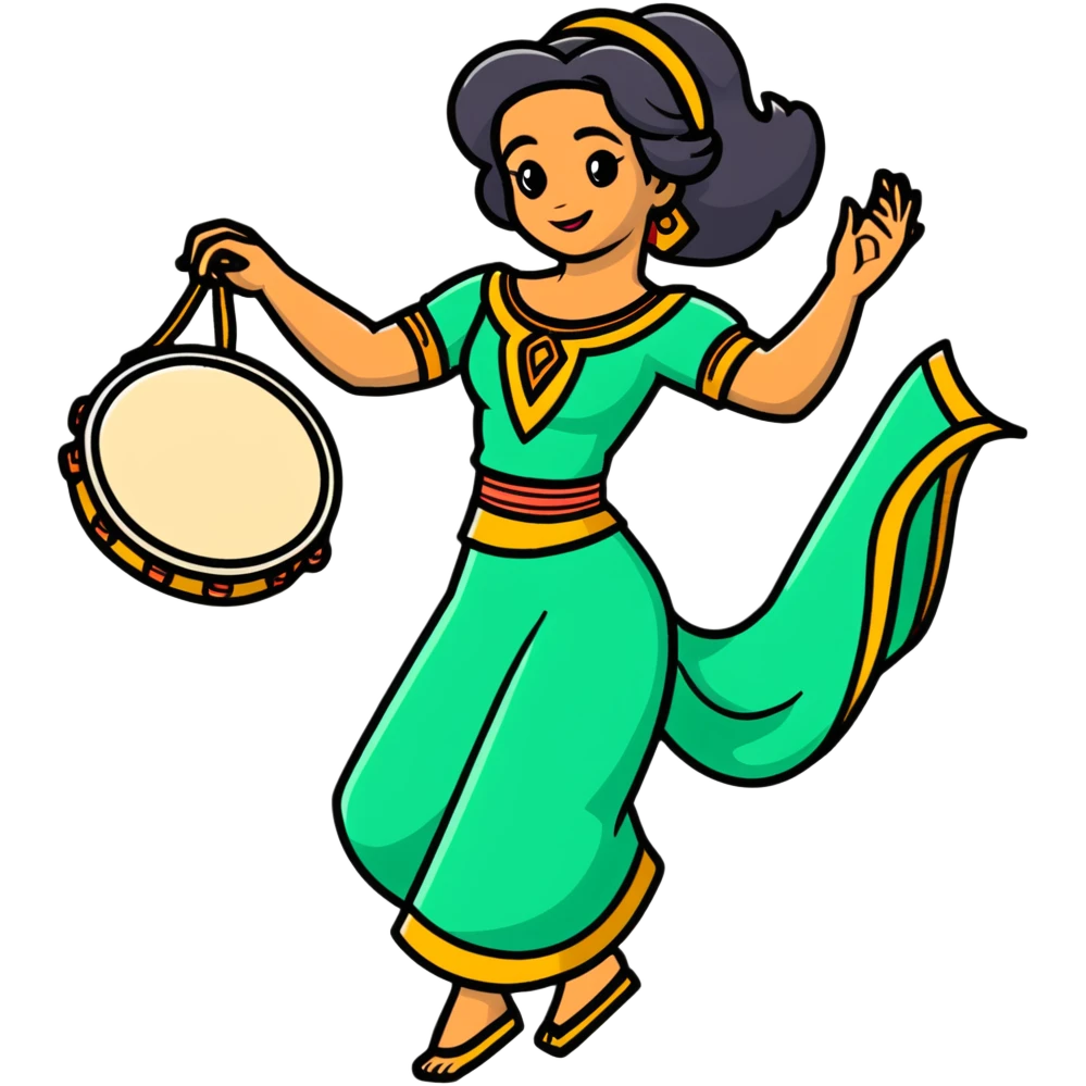 Esmeralda with tambourine dancing emoji