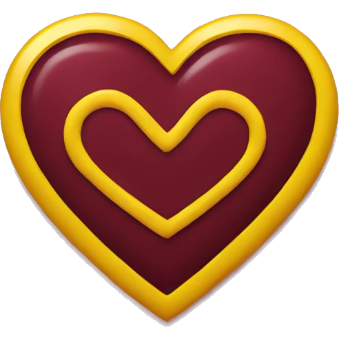 maroon heart with yellow border  emoji