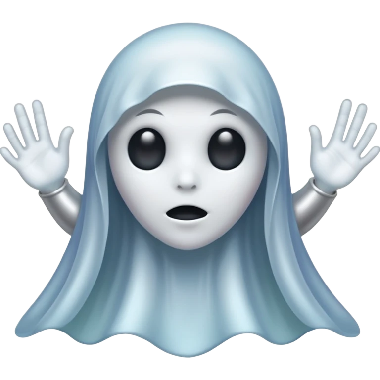 Shiny chrome cartoon ghost emoji