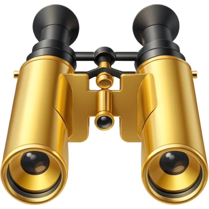 gold binoculars with large lenses simple eye holes and straight shaft and transparent background emoji