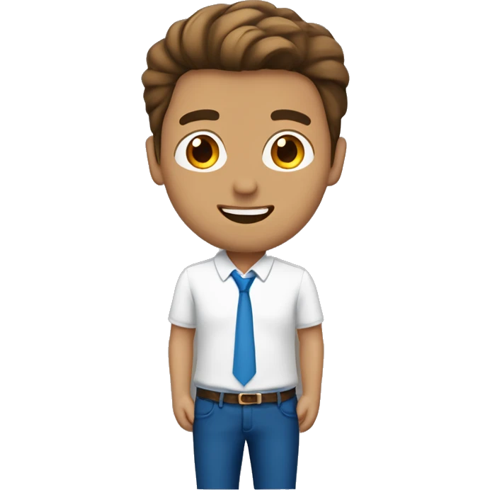 Hombre blanco, cabello castaño claro y ojos marrones y azules  emoji