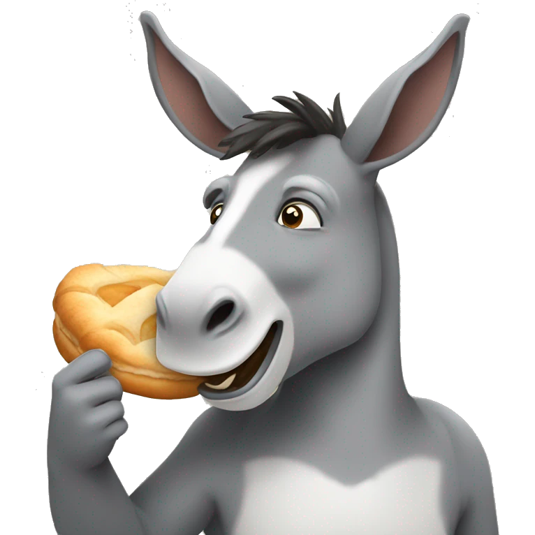Donkey eating croissant emoji