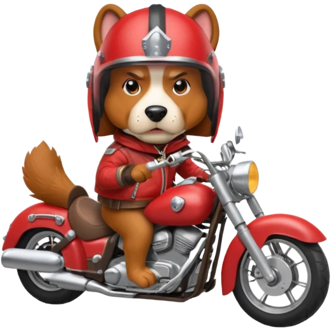 extremely angry bassett hound on a motorcycle emoji