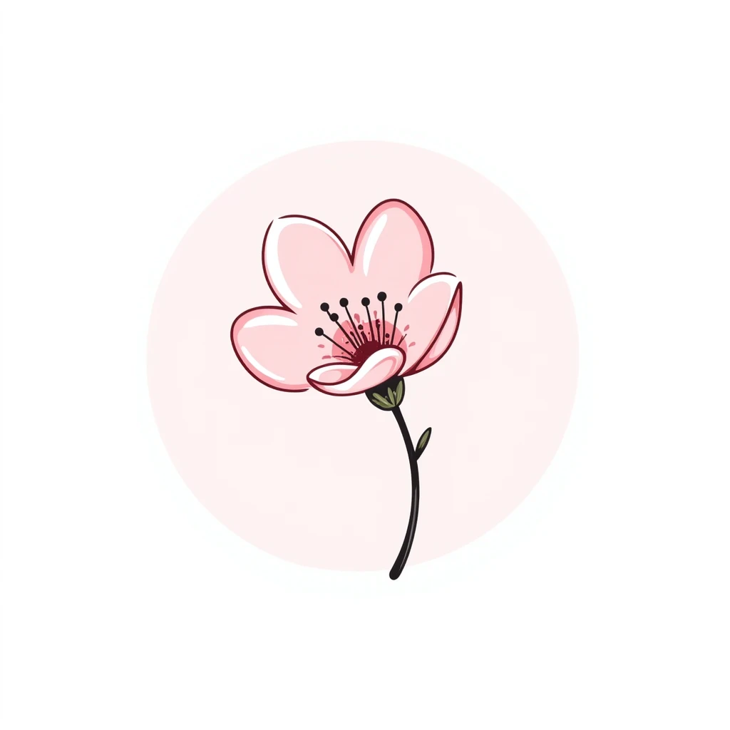 single soft pastel sakura blossom, Japanese hand-drawn kawaii style, full object, transparent background emoji