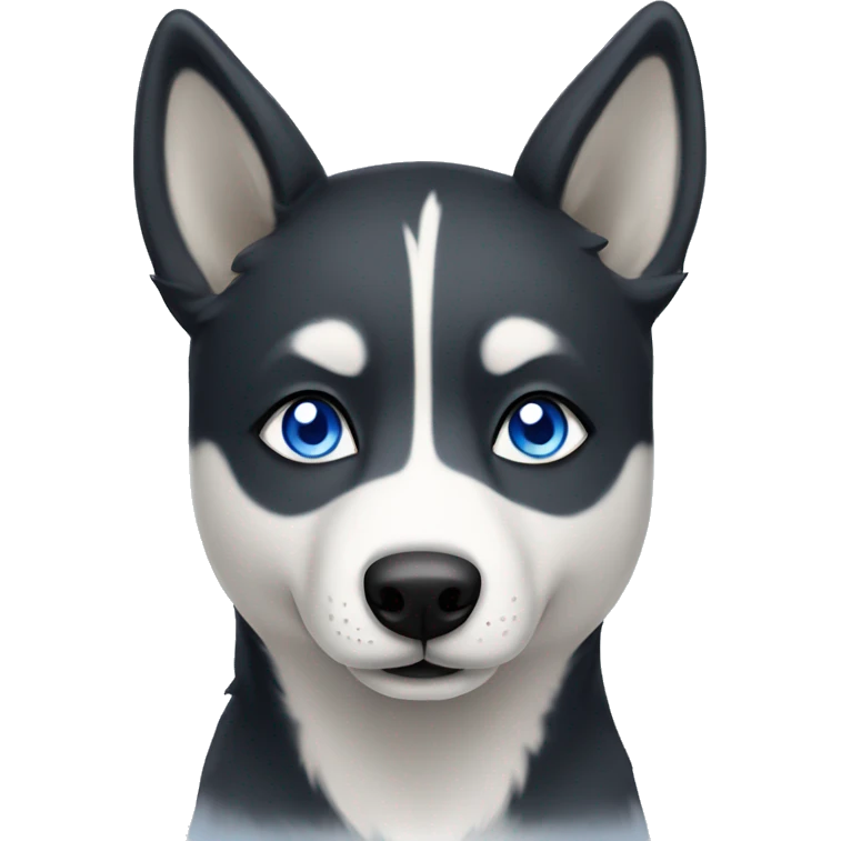 husky with white clover and stripe on forehead and blue eyes emoji