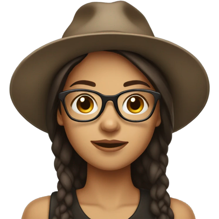 Brunette girl with glasses and a hat emoji