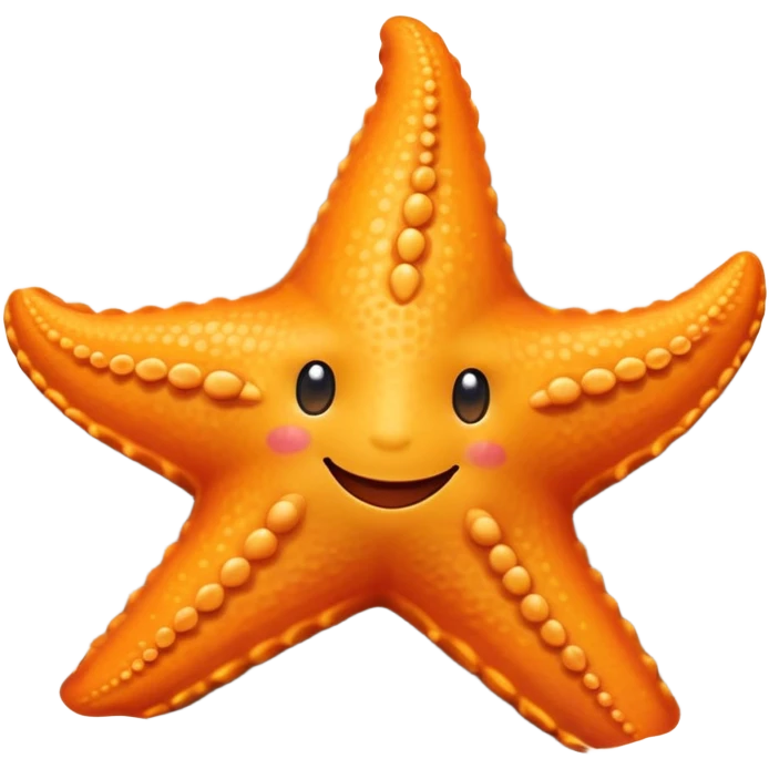 An orange starfish with a happy face smiles as it gently moves along the ocean floor emoji