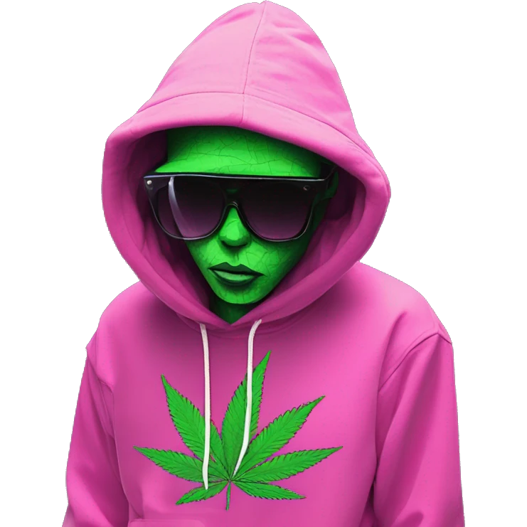 Hemp leaves Multicoloured neon person smoking wearing hoodie dancing hip hop bucket hat tropical Skater fashion aesthetic baggy clothes graphic t shirt 420 emoji