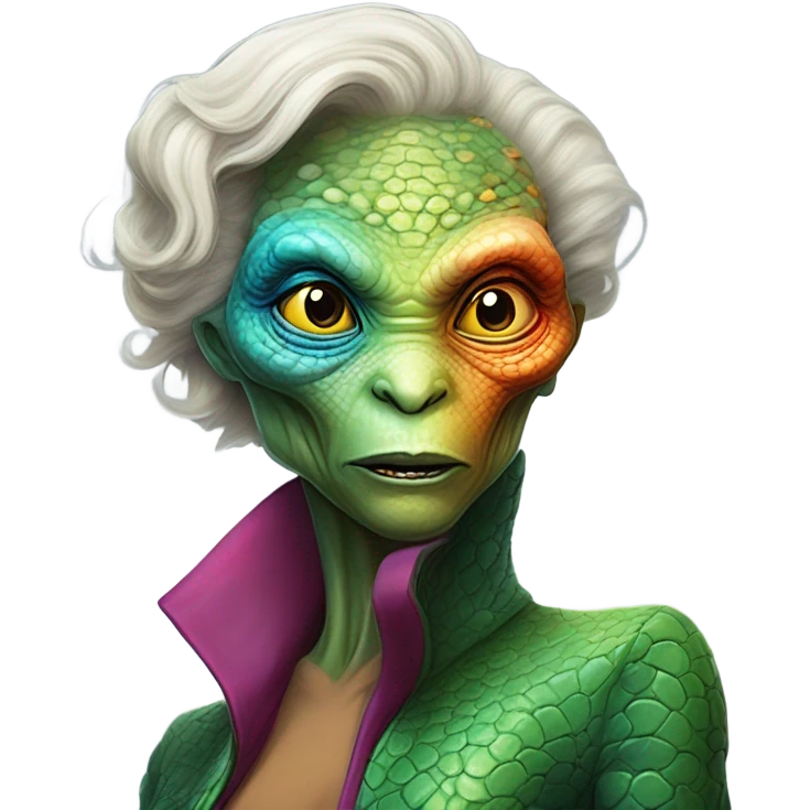 a Reptilian alien woman kissing  Donald Trump  emoji