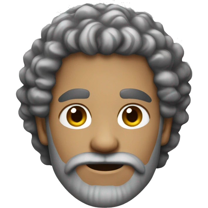 Man with curly salt and pepper hair and beard, with pale tanned skin emoji