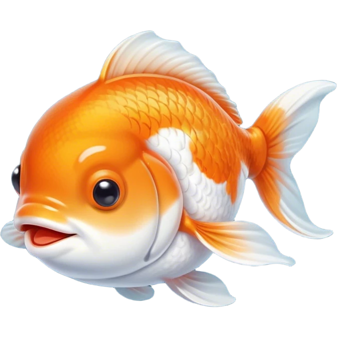 Meme-Worthy Cute Sleeping Orange and White Goldfish Portrait Emoji, Head resting peacefully with a contented smile, showcasing a streamlined, graceful body with a luxuriously soft blend of orange and white, eyes closed in a serene, floating nap, Simplified yet hilariously adorable features, highly detailed, glowing with a soft, drowsy light, high shine, relaxed and utterly lovable, stylized with an air of playful laziness, bright and heartwarming, soft glowing outline, capturing the essence of a comically sleepy goldfish, so meme-worthy it feels like it could instantly become the next viral sensation of adorable slumber! emoji