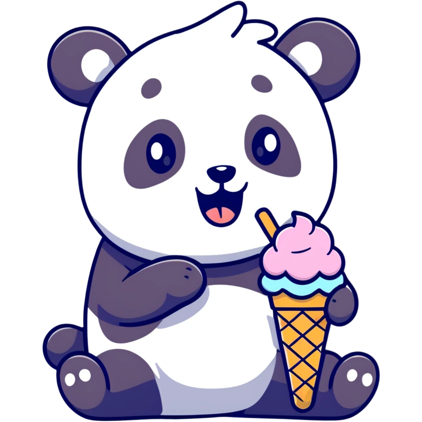 Panda eating ice cream emoji
