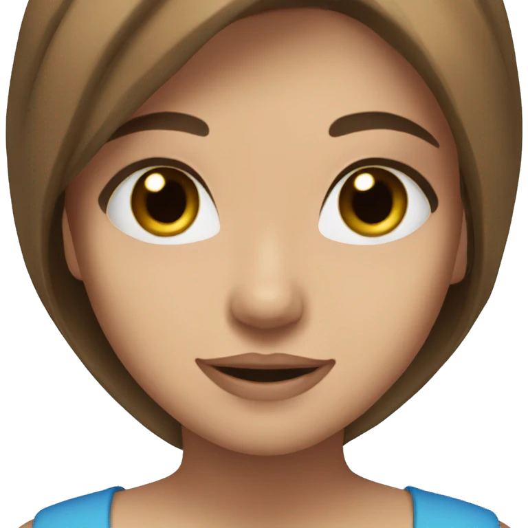 Pretty girl brown hair blue eyes emoji