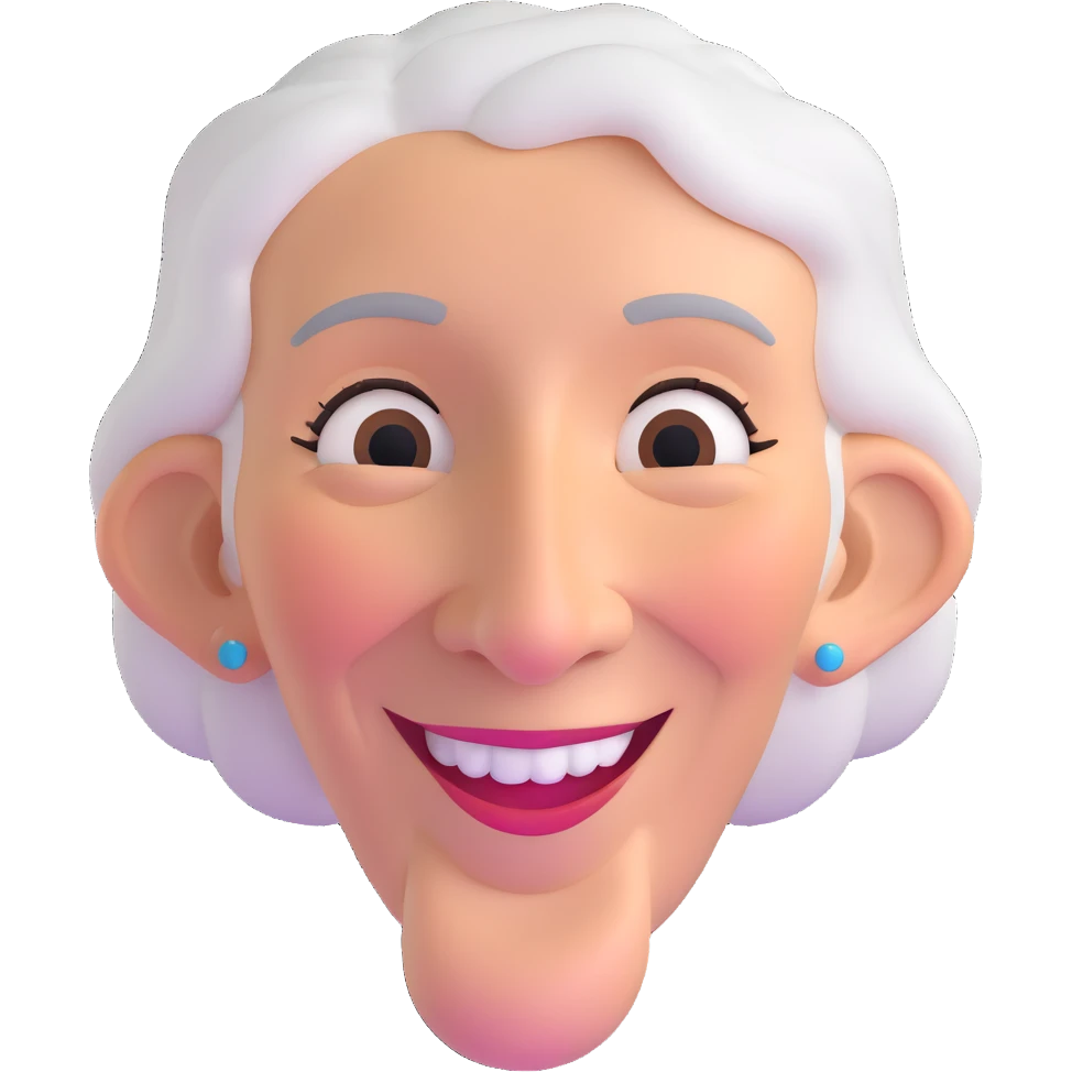 older woman with a big nose, smiling emoji