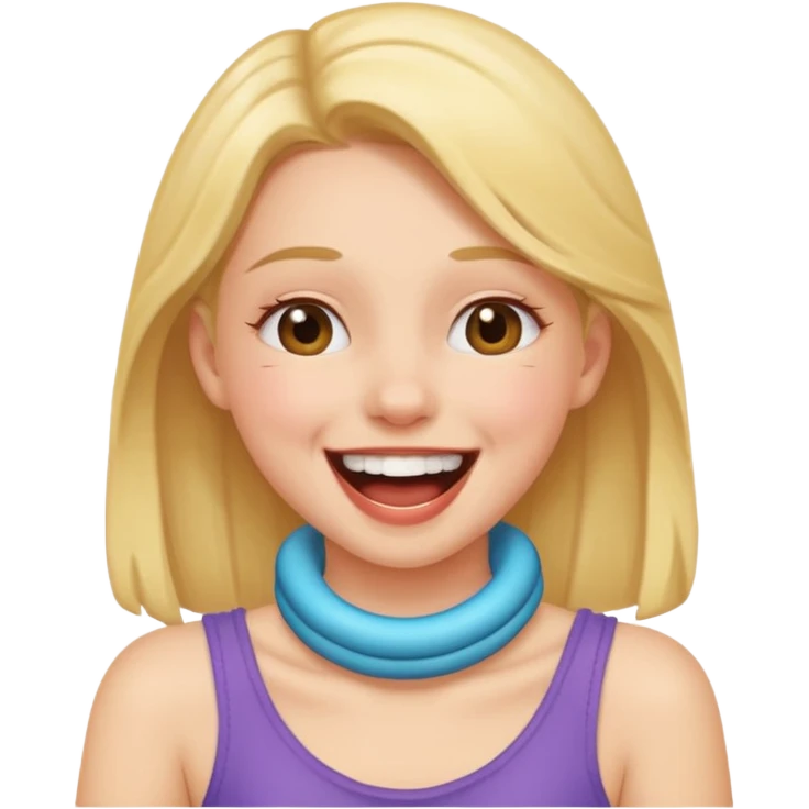 Holding neck while laughing girl emoji