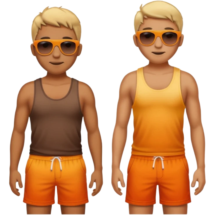 sunbrun eventho person used sunscreen - a parson in beach shorts, but with a sunburn and outline of a tanktop emoji
