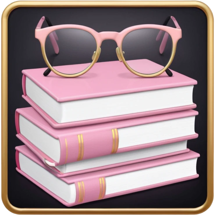 A pile of pastel pink books with glasses on top emoji