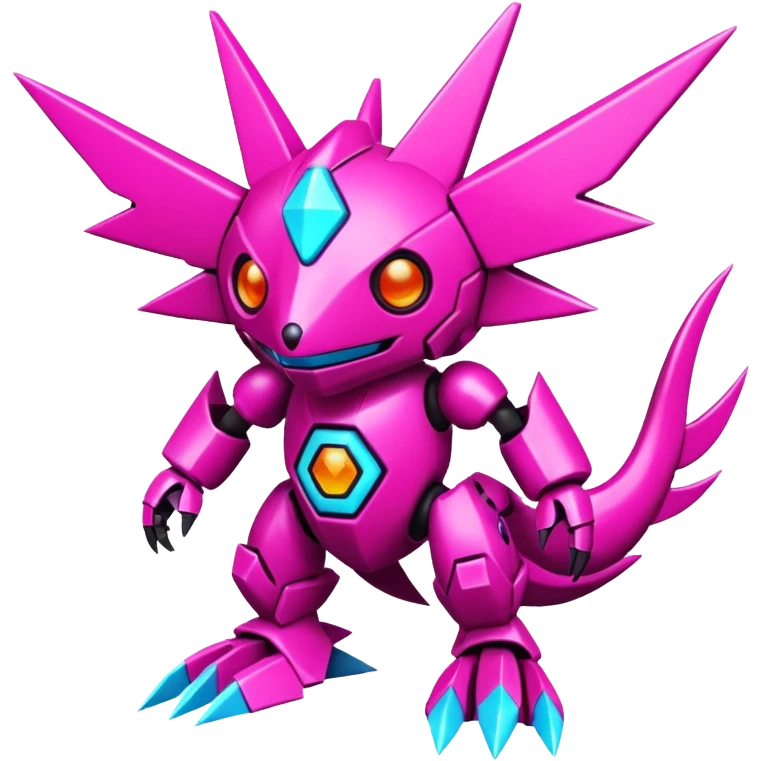 Digital Neon-Magenta Pixel-Fragmented Glitch-Lined Vivid Protogen-Rotom-Digimon-fusion-creature (full body) emoji