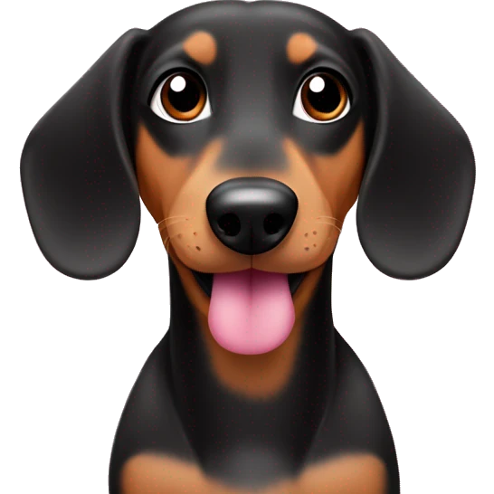 Cute Dashund dog Black and Tan against pink emoji