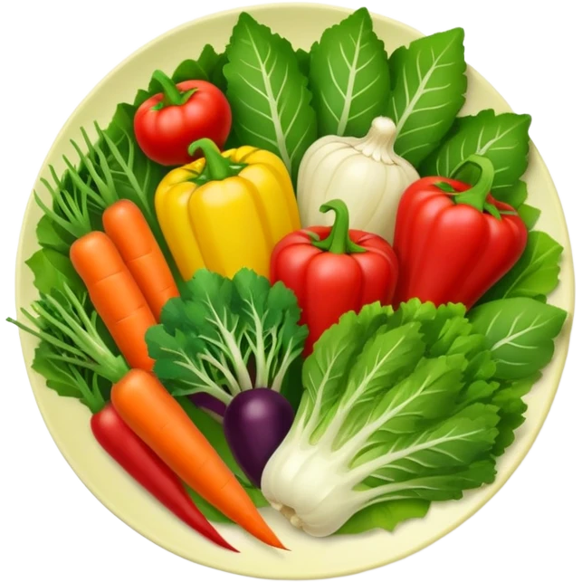 plate with vegetables and leaves emoji