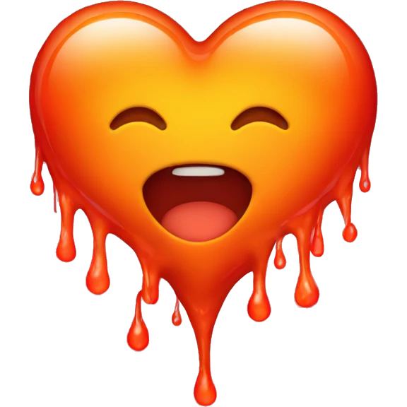 dripping orange-red glowing heart emoji