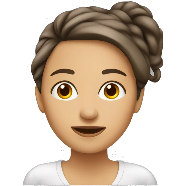 Mujer blanca cabello largo medio cafe emoji