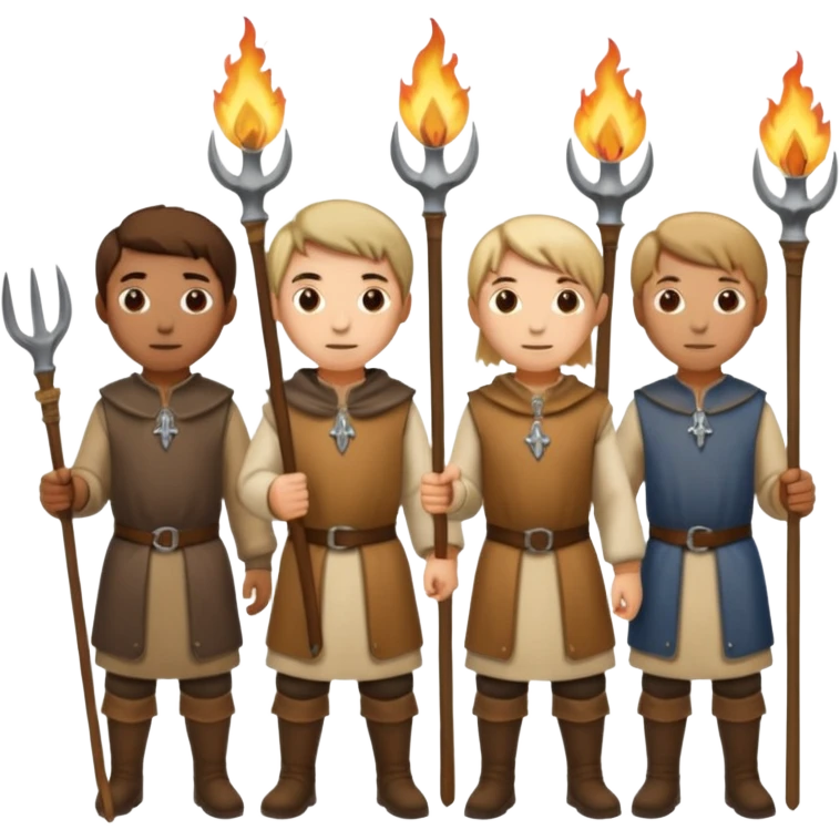 les villagois avec des fourches et des torches sapé en moyen age emoji