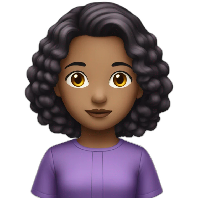 Child girl ,blak hair, Light-skinned،  purple dress emoji