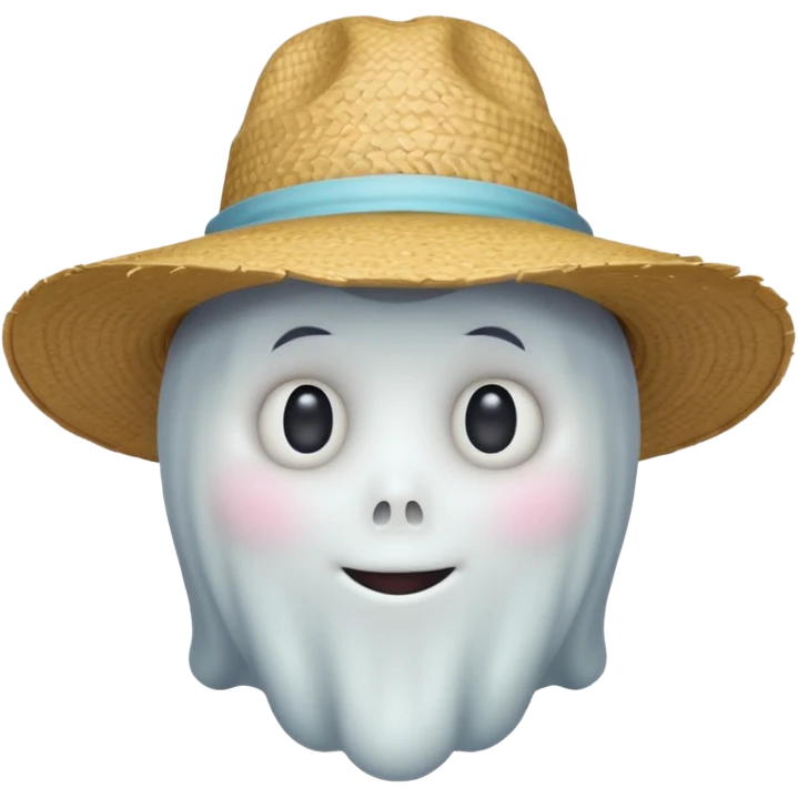 cute ghost farmer portrait, head and shoulders only, straw hat, round friendly face, soft pastel glow, harmless spirit vibe, 3D cartoon, mobile game icon style, clean background, no text, no watermark
 
 emoji