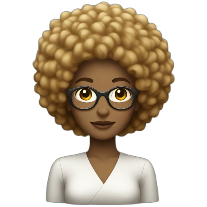 white woman with afro hair programming in Java emoji