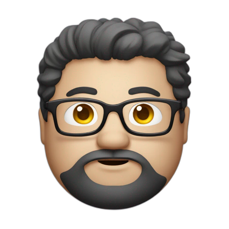 Fat man con gafas y el pelo corto diciendo hola emoji
