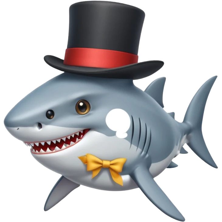 Shark with a top hat emoji