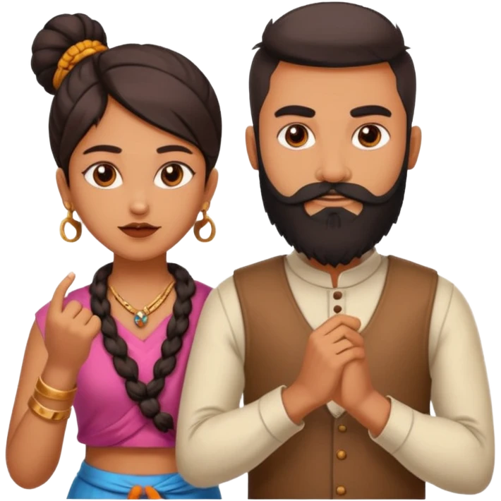 brother and sister fighting modern culture naughty  - indian skin and hairstyle - men beard - fight and love emoji