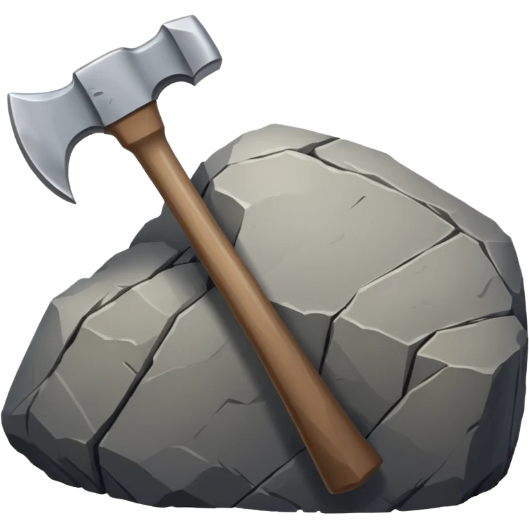 hand axe by rock emoji